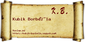 Kubik Borbála névjegykártya
