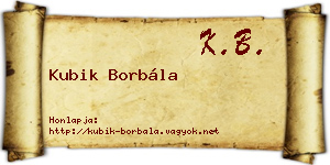 Kubik Borbála névjegykártya
